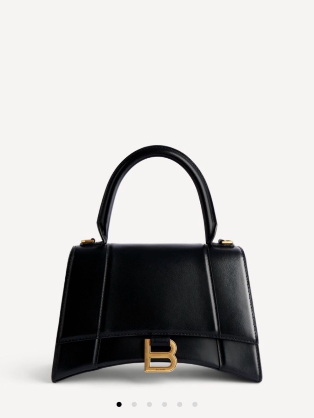 Balenciaga Black Leather Small Top-Handle Bag with Gold 'B' Logo
